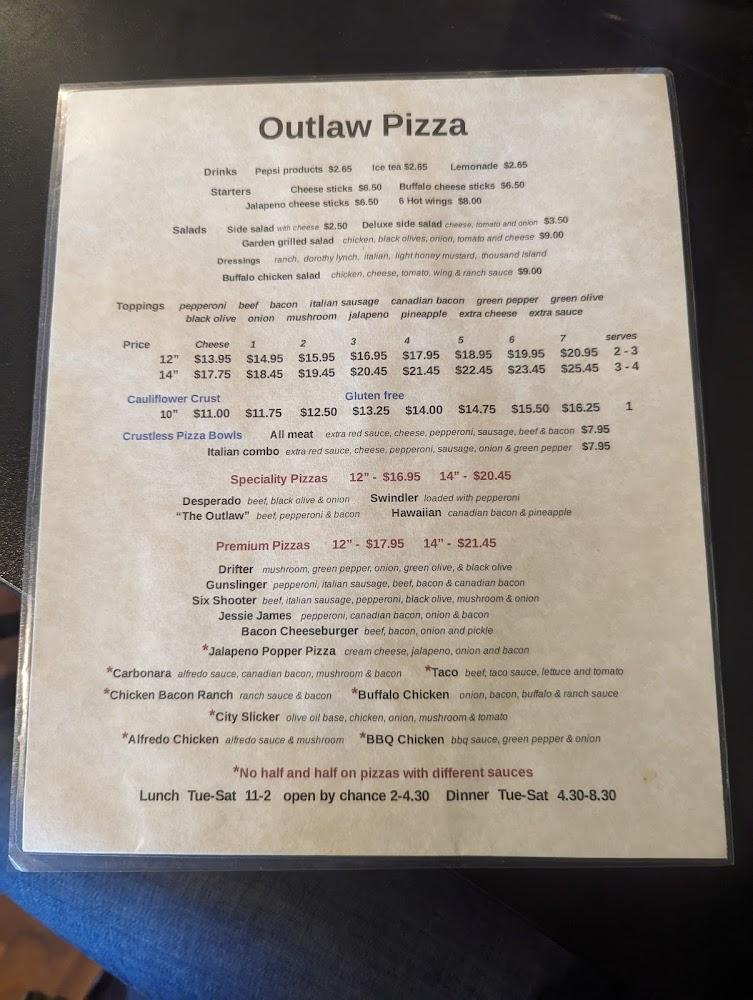 Outlaw Pizza Menu image 4
